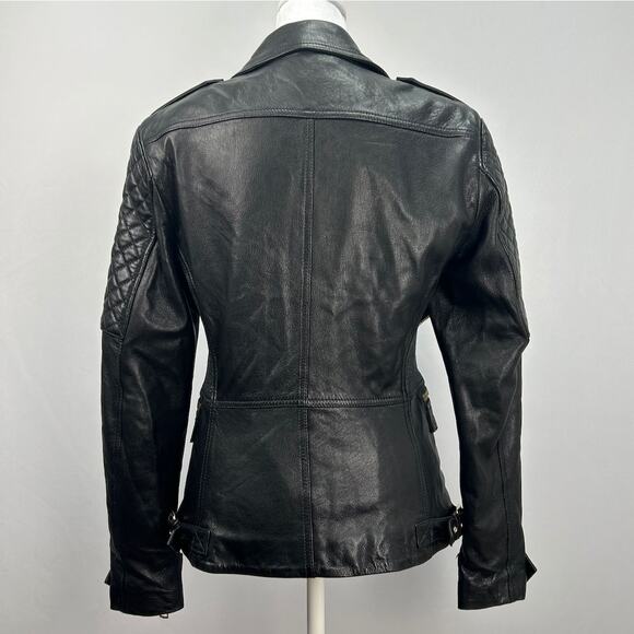 Burberry Brit  Quilted Remmington Lamb Leather Biker Jacket, Sz 6 - Picture 8 of 14